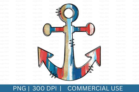Brushstrokes Anchor, Nautical PNG