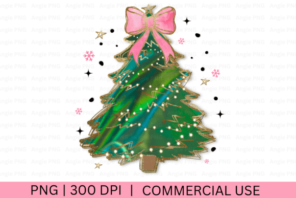 Christmas Tree, Pink Coquette Bow PNG