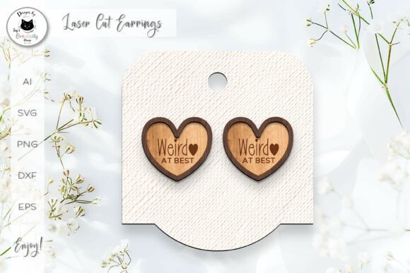 Layered Heart Stud Earrings Laser Cut