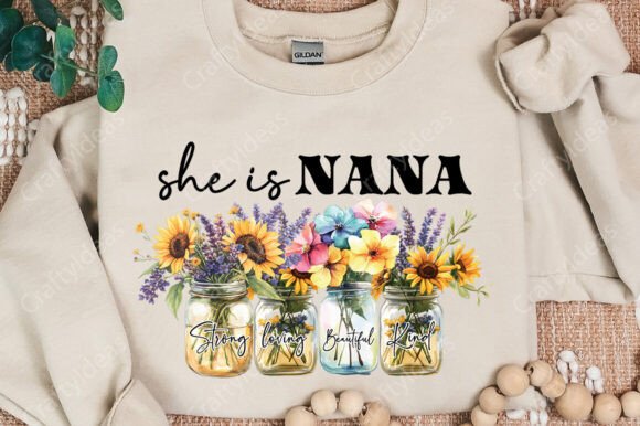 She is Nana Nana Png Retro Flower Mama