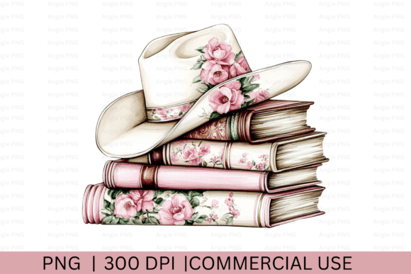 Western Floral Cowgirl Hat and Books